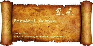 Bozsányi Aranka névjegykártya