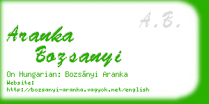 aranka bozsanyi business card
